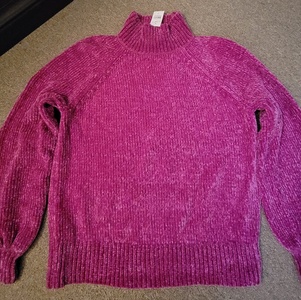 NWT LOFT XS Fuschia Chenille Sweater